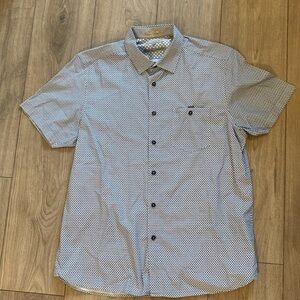Ted Baker London | Blue Printed Short Sleeve Button Up